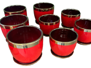 Red & Gold Ceramic Pots-image