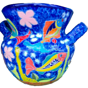 Handled Blue Fish Flowerpot-image