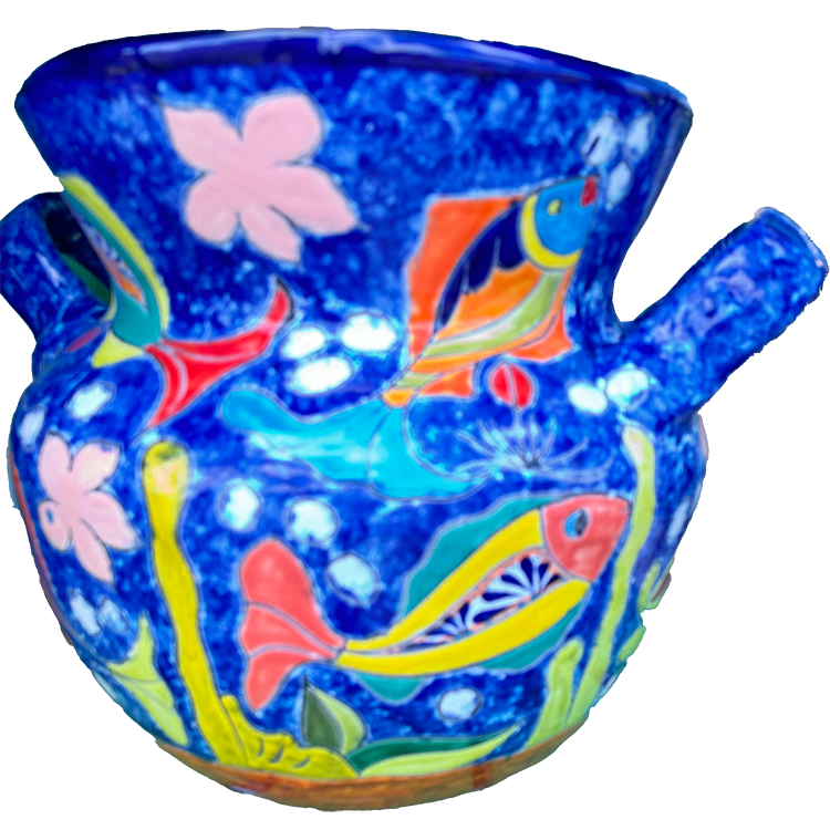 Handled Blue Fish Flowerpot-image