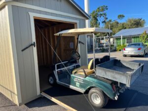 WeatherKing 10×12 Golf Cart Shed with Rampage Door Protect your golf cart with a durable WeatherKing shed featuring the Rampage® ramp door for easy drive-in access. Built strong, weather-resistant, and perfect for carts, ATVs, and lawn equipment. Available now at Gulf Breeze Gardens in Englewood, FL